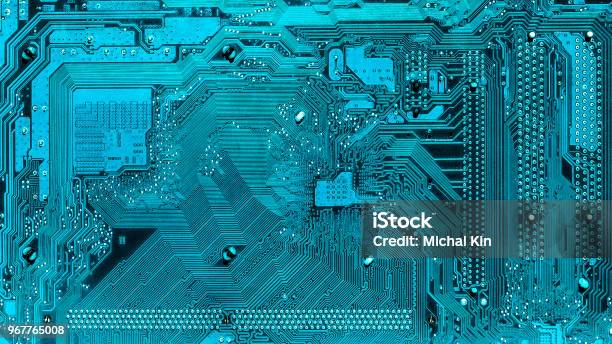 Computer Box Paths Electronic Paths On The Motherboard In Turquoise High Technology ...