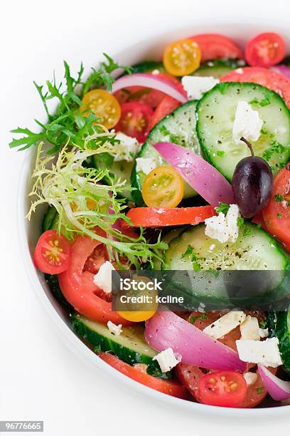 Delicious Greek Salad Stock Photo - Download Image Now - Bowl, Cheese, Close-up