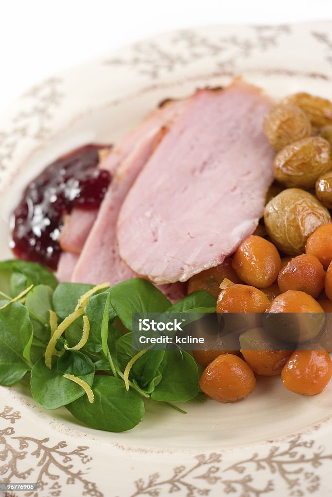 Delicious Ham Dinner  Cooked Stock Photo