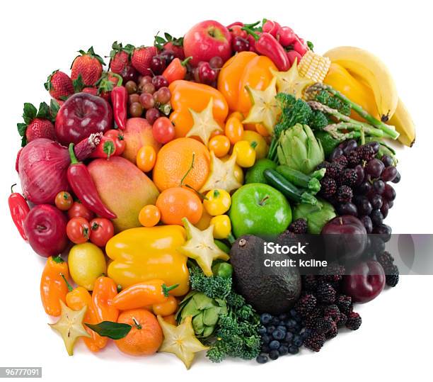 Verdure Frutta - Fotografie stock e altre immagini di Arcobaleno - Arcobaleno, Frutta, Verdura - Cibo