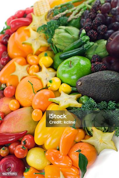 Verschiedene Früchte Gemüse Stockfoto und mehr Bilder von Gemüse - Gemüse, Regenbogen, Obst