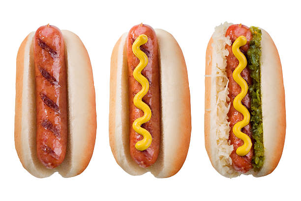 evolution - sausage barbecue hot dog isolated fotografías e imágenes de stock