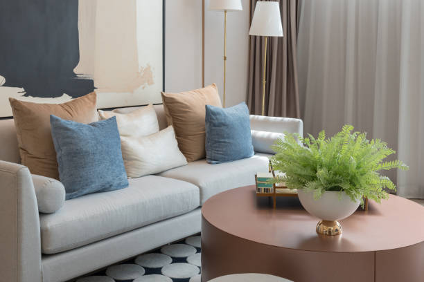 istock modern living room with set of pillows 967772970