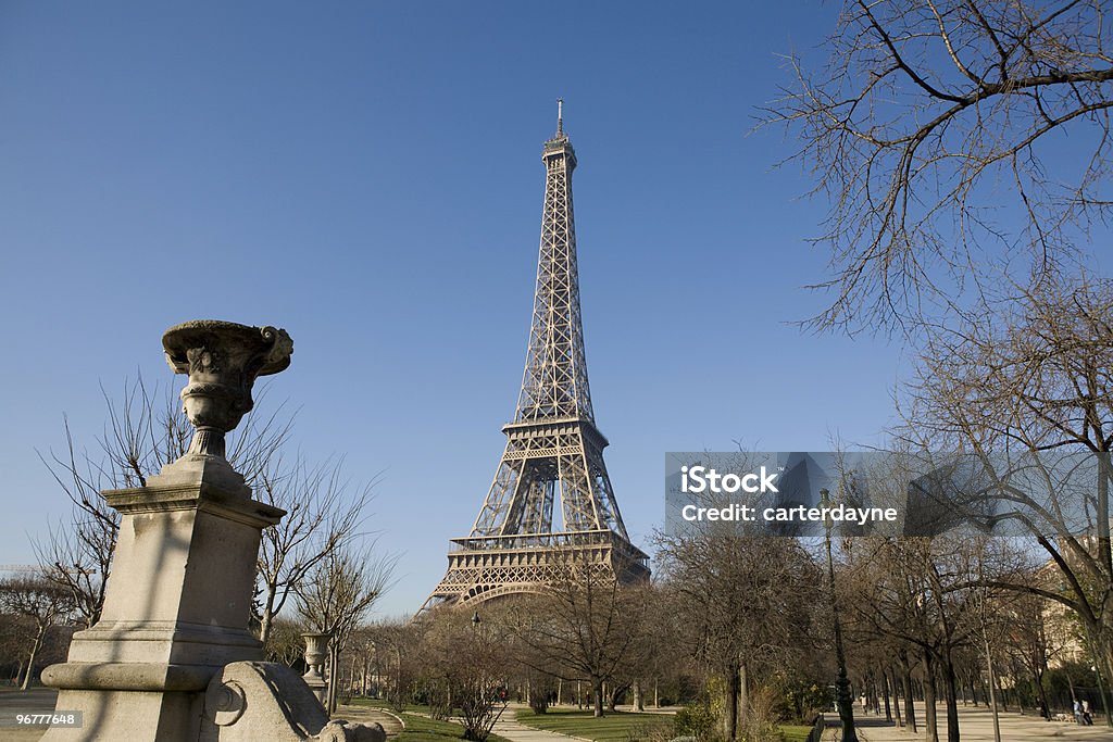 Paris Eiffel Tower and park  Day Stock Photo