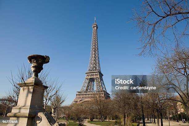 Paris Eiffel Tower And Park Stock Photo - Download Image Now - Day, Eiffel Tower - Paris, Sunny