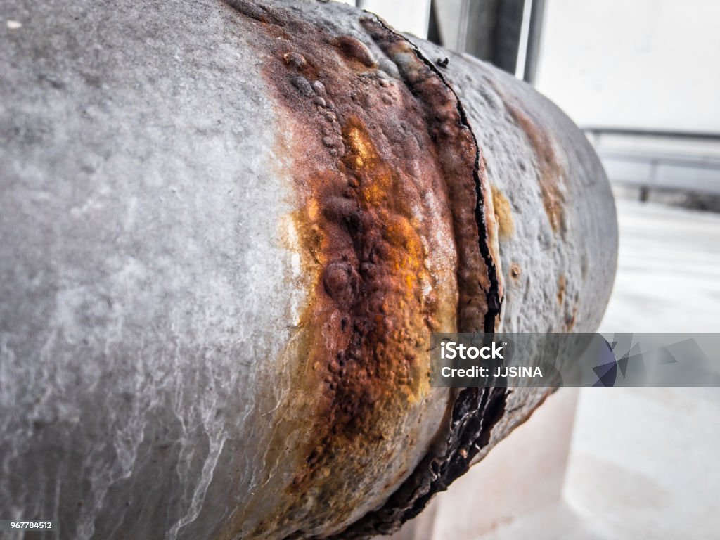 Rust and corrosion in the pipeline and Welds Rust and corrosion in the pipeline and metal skin.Corrosion of metal.Rust of metals.Old pipeline .Rust from Welds steel. Rusty Stock Photo