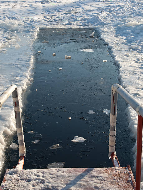 istock Winter ice-hole on the lake. 96778486