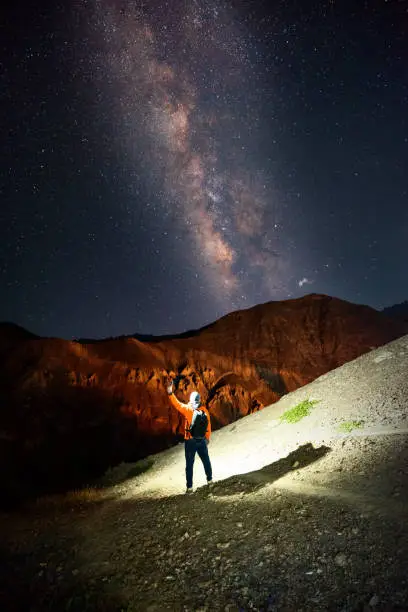 having selfie with Milky Way at sham valley ,no light pollution is one of the best place to view Milky Way night