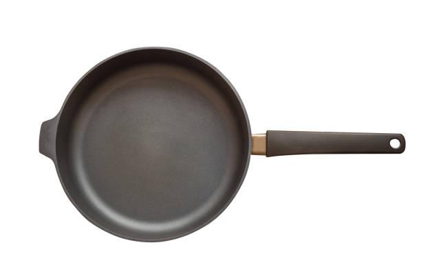 istock Closeup modern empty sapphire frying pan isolated on the white background. 967787976