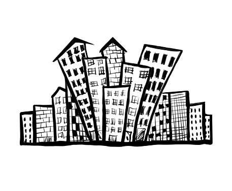 Houses And Buildings Cartoon Icon Vector Illustration Home Hand Drawn In  Black And White Sketch Portrait Outline Stock Illustration - Download Image  Now - iStock