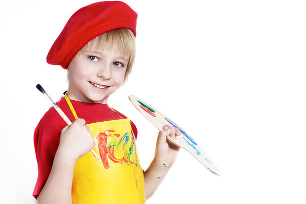 istock Little boy with brush and Artist's palette 96781697