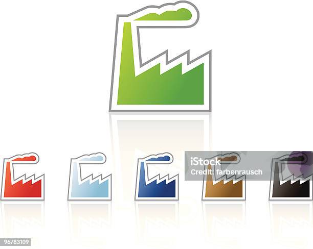 Icona Di Fabbrica - Immagini vettoriali stock e altre immagini di Composizione orizzontale - Composizione orizzontale, Fabbrica, Fumaiolo - Struttura costruita dall'uomo