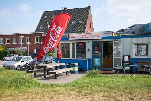 Amsterdam, Netherlands - May 16, 2018: French fries kiosk in Amsterdam Noord