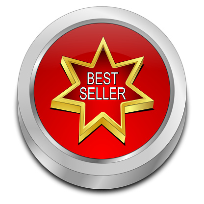 decorative red bestseller button - 3D illustration