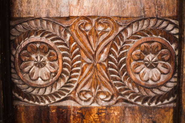 istock carved wood with flowers 967884908