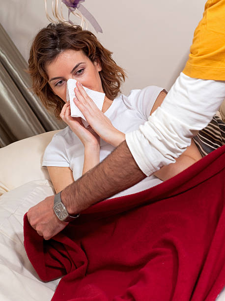 At Home Sick with the Flu stock photo