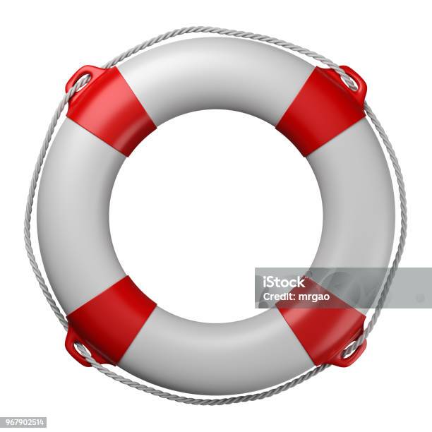 Lifebuoy Isolated On White Stock Photo - Download Image Now - Life Belt, Buoy, White Background