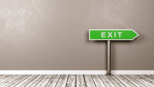 istock Exit Directional Arrow Road Sign in the Room with Copy Space 967902686