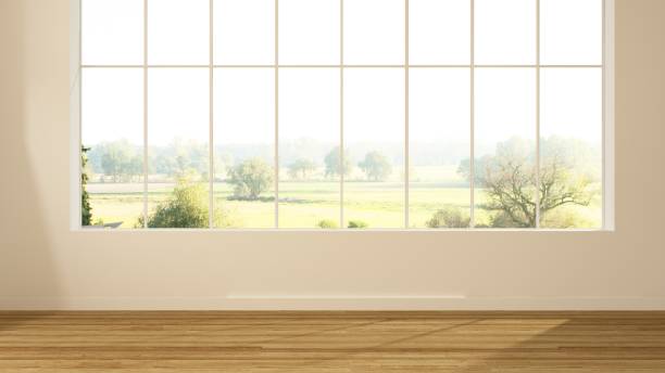 istock Empt simple space in hotel - 3d rendering and nature view background 967906218