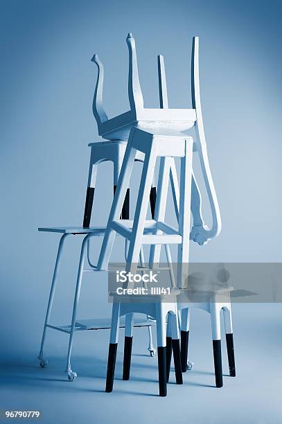 Mountain Of Chairs Stock Photo - Download Image Now - Chair, Stacking, Abstract