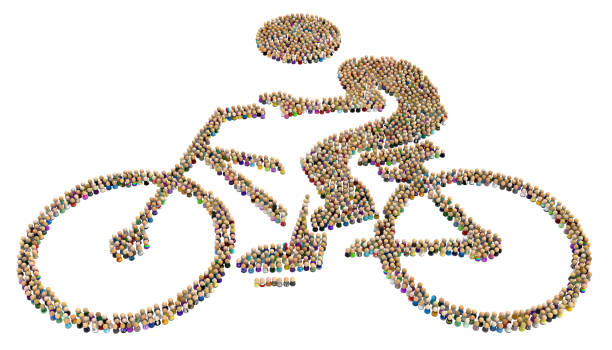 istock Cartoon Crowd Figure, Bicycle 967910224