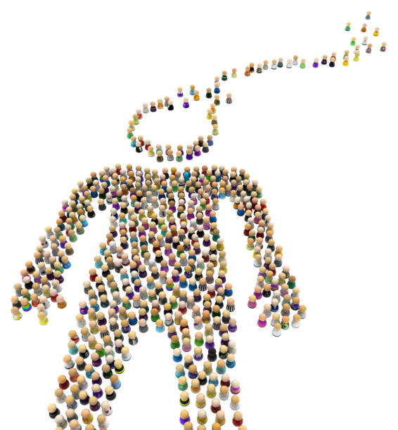 istock Cartoon Crowd Figure, Head Escape 967910306