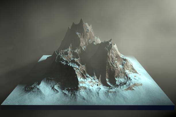 istock 3D render of a rocky mountains on an abstract background. 967913934
