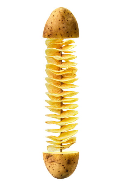 Fry twist slice potato Fry twist slice potato insert on bamboo isolated on white background with clipping path bamboo twist stock pictures, royalty-free photos & images
