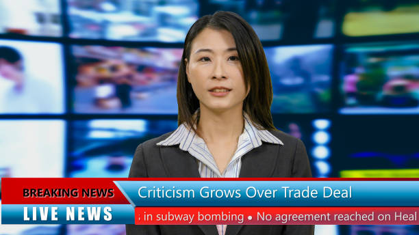 istock Asian American anchorwoman with lower thirds 967921254