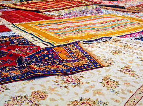 handmade traditional carpets in a textile manifacturing in Turkey