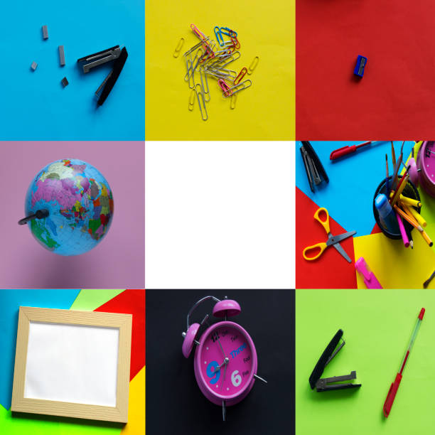 istock Back to school concept with school supplies. View from above. Flat lay 967934776
