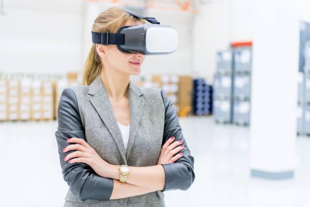 istock Confident businesswoman & flying goggles 967935016