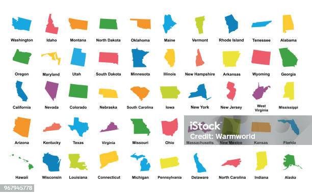 United States Of America 50 States Vector Illustration Stock Illustration - Download Image Now