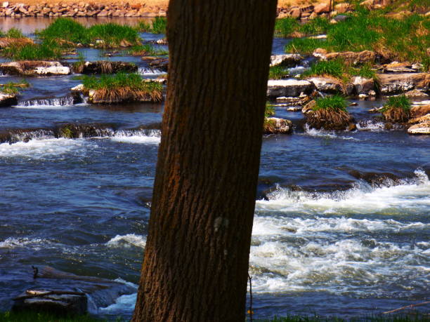 Beautiful flowing river water over rocks