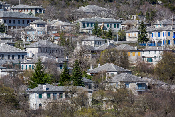 Traditional stone houses in the Vitsa village, one of the largest villages of central Zagori Traditional stone houses in the Vitsa village, one of the largest villages of central Zagori, Greece zagori stock pictures, royalty-free photos & images
