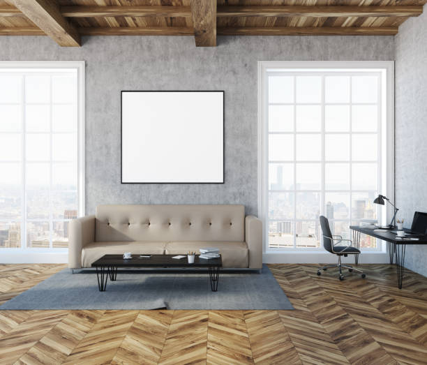 istock Gray living room and home office, poster 967985566