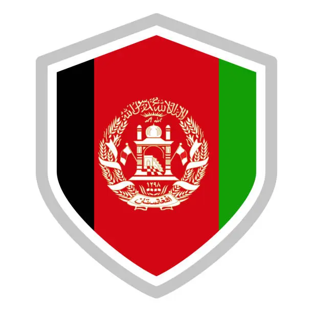 Vector illustration of Afghanistan - Shield Flag Vector Flat Icon