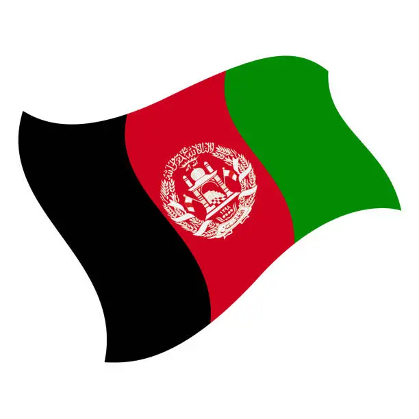 Vector illustration of Afghanistan - Flying Flag Vector Flat Icon