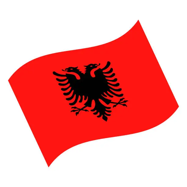 Vector illustration of Albania - Waving Flag Vector Flat Icon
