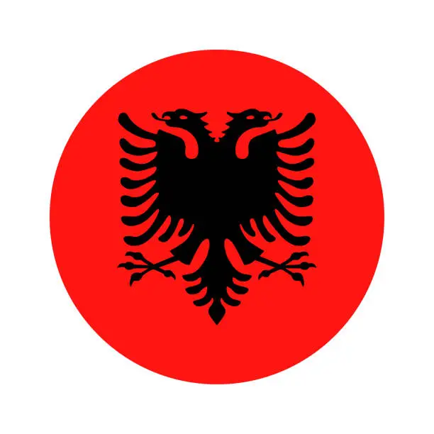 Vector illustration of Albania - Round Flag Vector Flat Icon