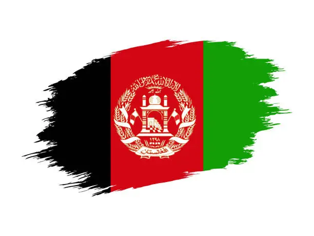 Vector illustration of Afghanistan - Grunge Flag Vector Flat Icon
