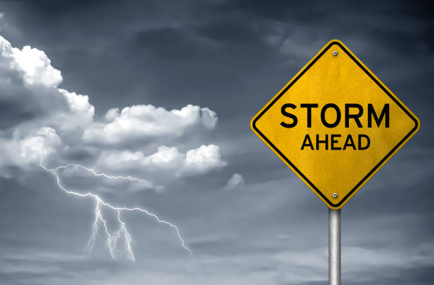 Storm ahead - street sign Storm ahead - street sign lightning storm natural disaster cloud stock pictures, royalty-free photos & images