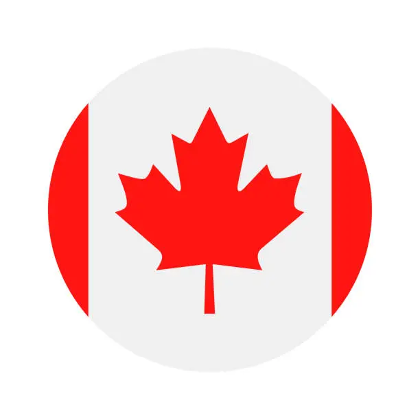 Vector illustration of Canada - Round Flag Vector Flat Icon