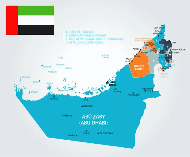 Vector illustration of 13 - United Arab Emirates - Blue-Orange 10