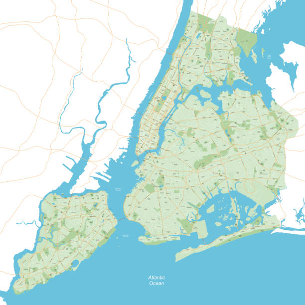 ニューヨーク市の地図フル - ベクトル図 - ニューヨーク市クイーンズ区点のイラスト素材／クリップアート素材／マンガ素材／アイコン素材