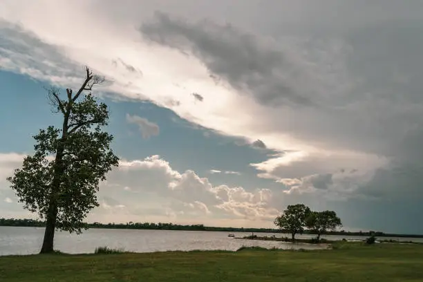 Beautiful sunny lakeside view of Lake Cleburne, Texas