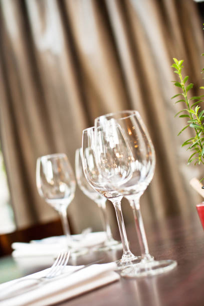 istock Dinner Table With Wine Glasses In Parisian Restaurant 968003718