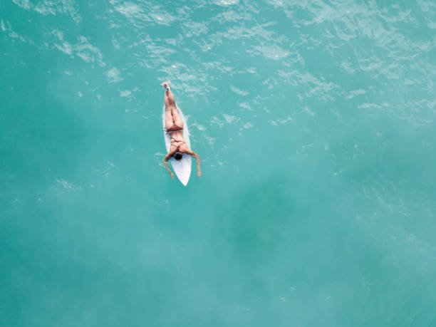 istock Surfer paddling in warm Indian ocean 968009424
