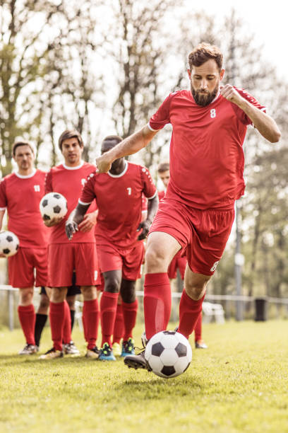 istock A soccer team during an intense soccer football training session 968009600