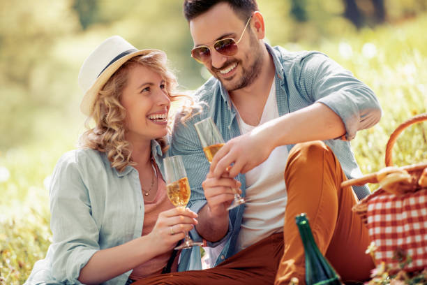istock Couple on picnic in nature 968014640